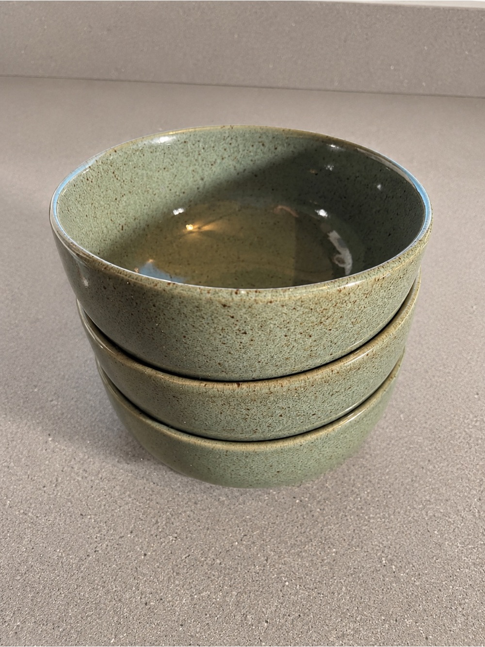 Vintage Lindt Stymeist Craftworks "Green Tea" Stoneware Bowls – Set of 3